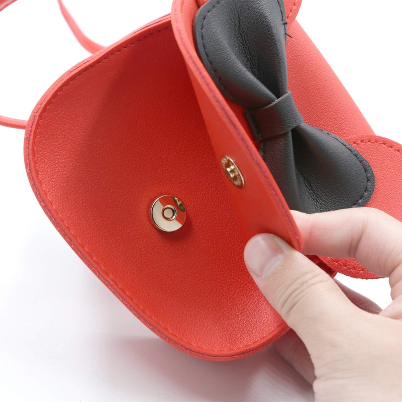 HXQ Little Mouse Ear Bow Crossbody Purse,PU Shoulder Handbag for Kids Girls Toddlers(Red) - Image 2